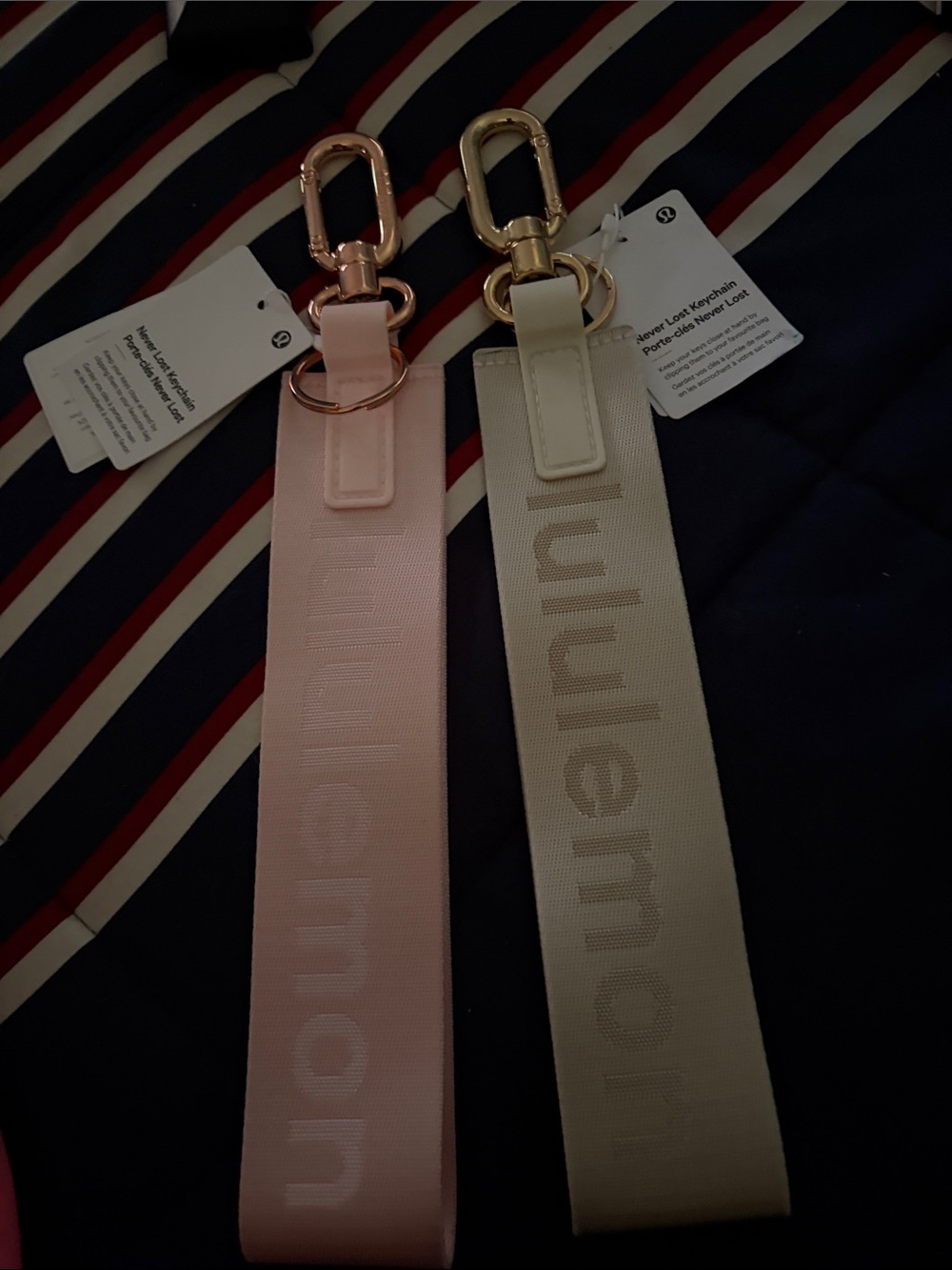 Brand New lululemon athletica Woven Logo Keychain Straps in Pink & Beige